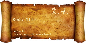 Koós Aliz névjegykártya